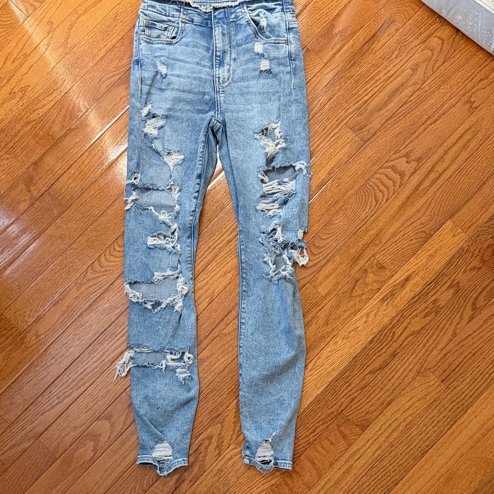 American Eagle Outfitters Light Blue Ripped Skinny Jeans